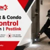 Pest control technician inspecting an Edmonton apartment building for signs of pests.